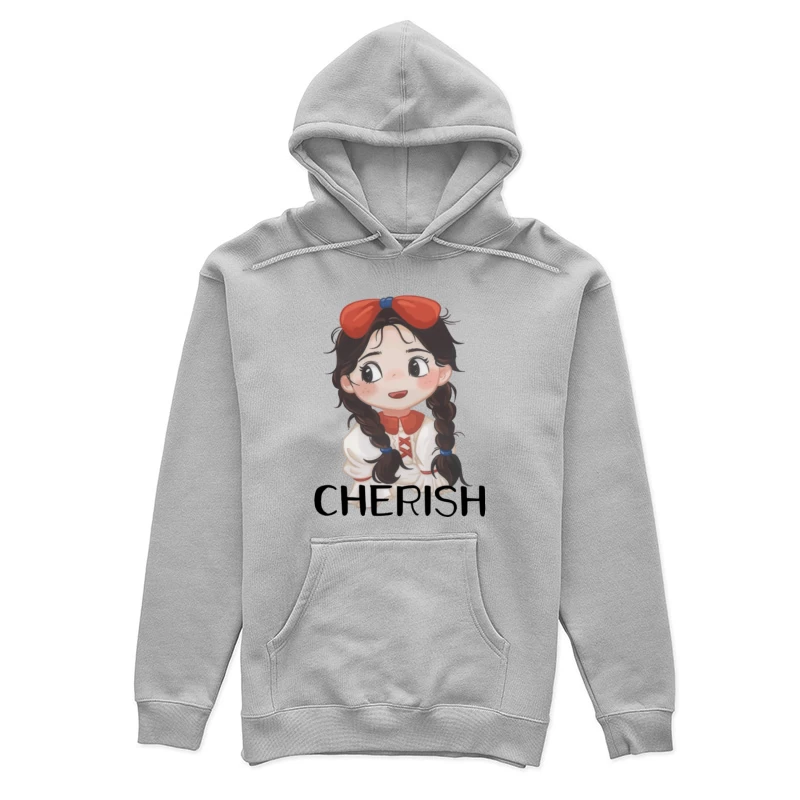 Niedliches Mädchen mit Zöpfen und Schleife Damen Pullover Hoodie