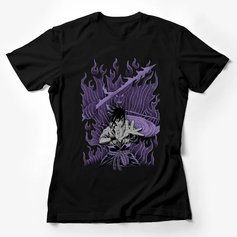 Ninja mit Susanoo und lila Flammen Damen T-Shirt