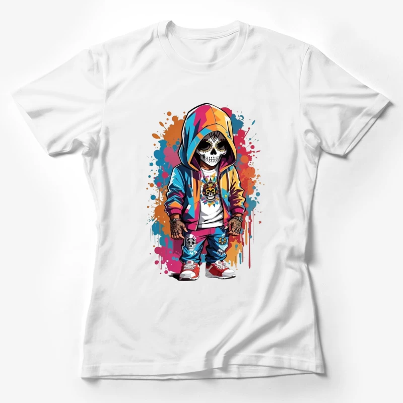 Colorful Skeleton Character in Streetwear Female T-Shirt