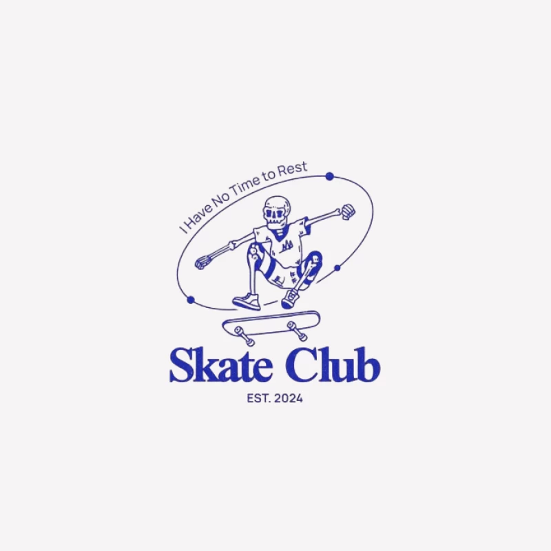 Skate Club Est 2024 Design mit Skelett Skater Herren T-Shirt