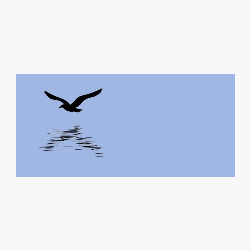 Silhouette of Flying Seagull Over Reflective Water Coffee Mug