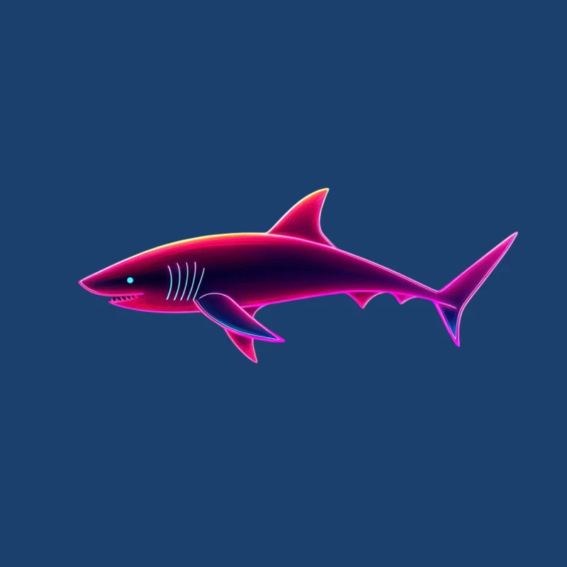 Neon Pink Stylized Shark Digital Art Male Pullover Hoodie