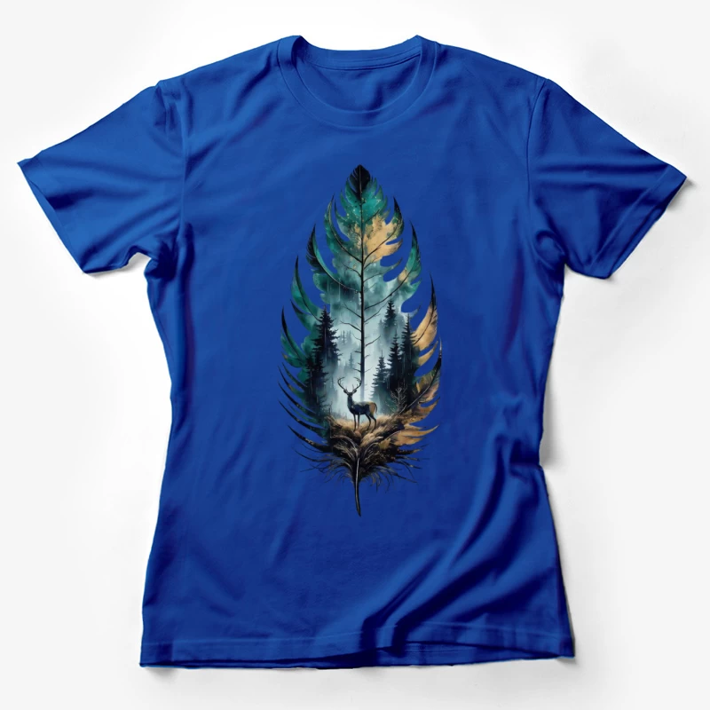 Nature-Inspired Art with Deer and Forest Female T-Shirt
