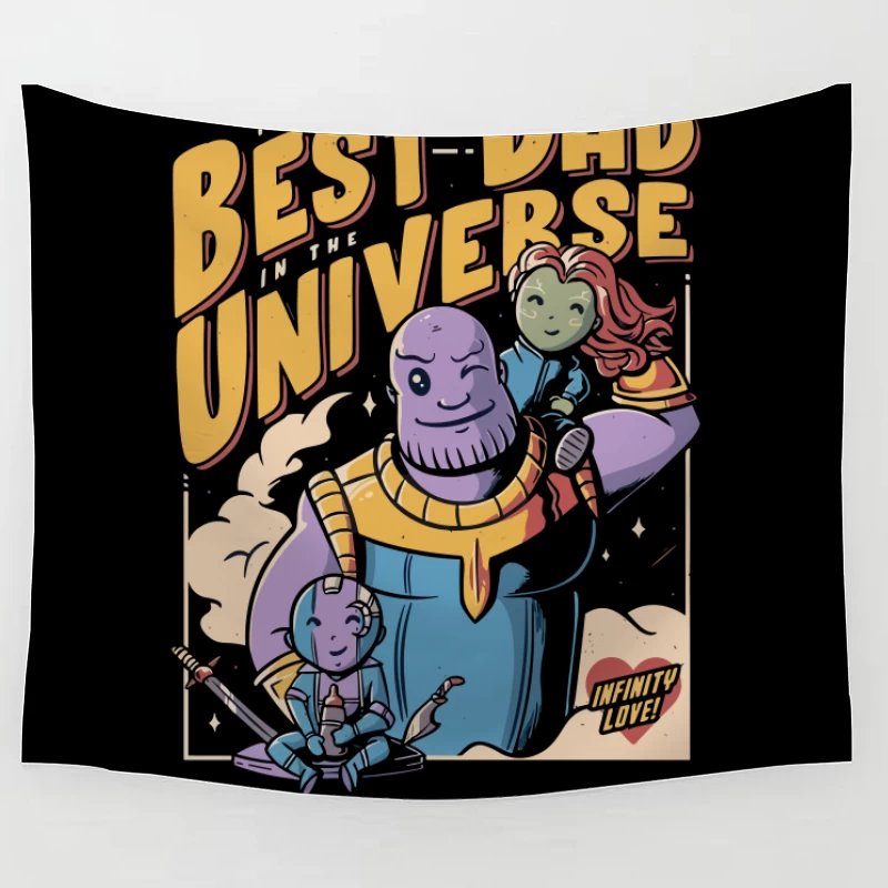 Best Dad in the Universe Comic Art Tapestry