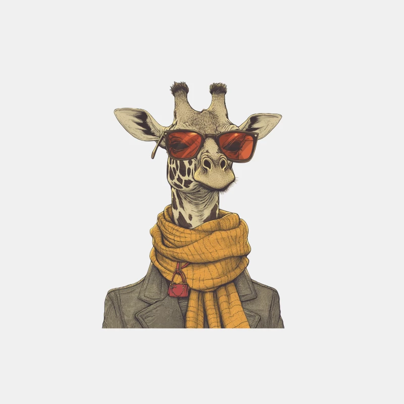 Fashionable Giraffe: Anthropomorphic Animal in Sunglasses and Scarf Male Tank Top