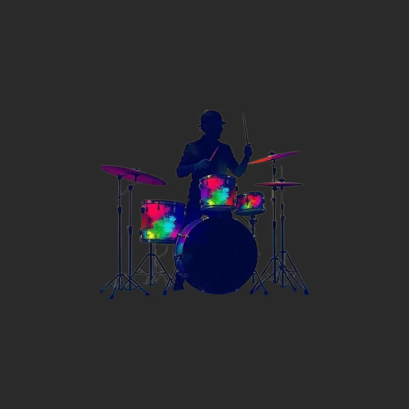 Colorful Silhouette of a Drummer Baseball Cap