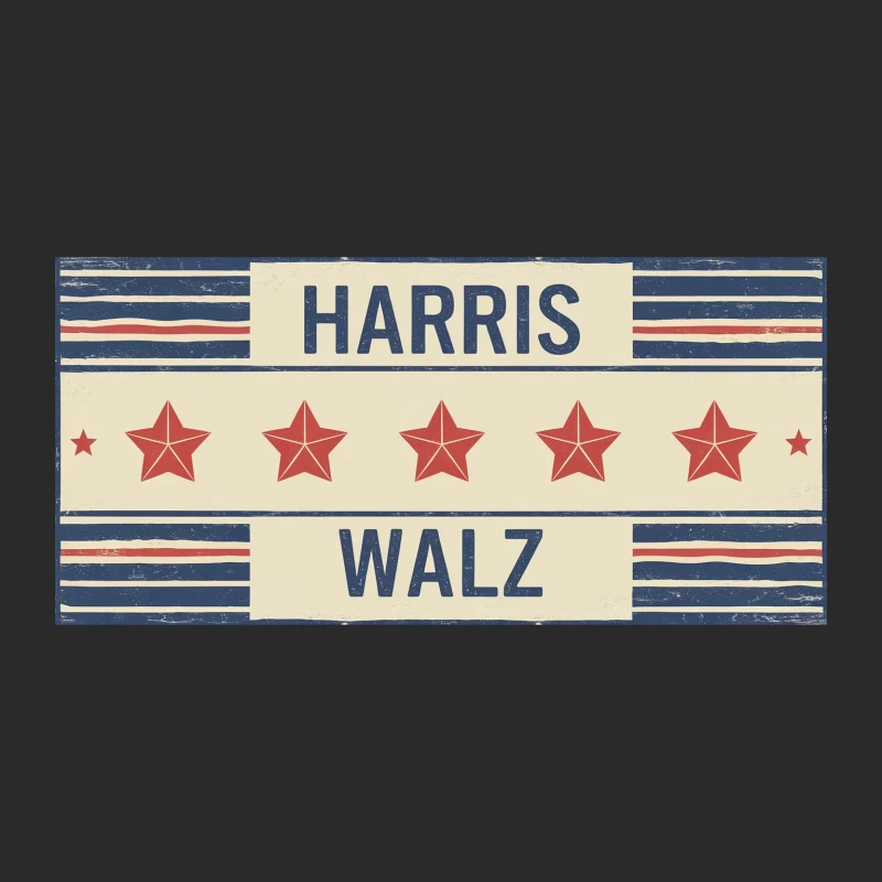 Harris Walz Patriotic Campaign Banner with Stars and Stripes Baseball Cap