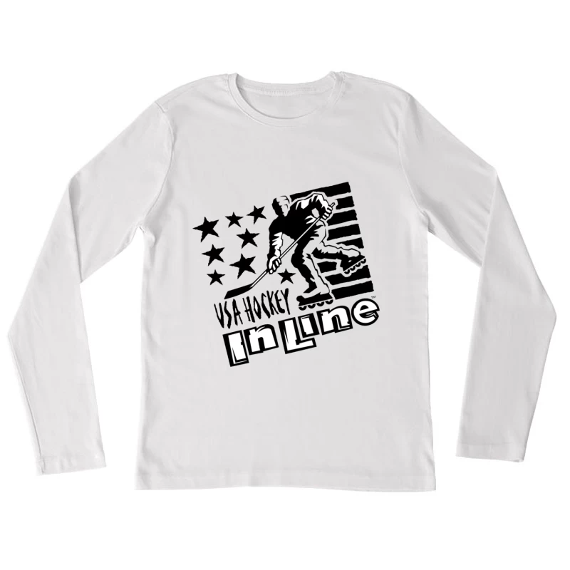 USA Inline Hockey Sports Logo with Stars and Stripes Design Female Long Sleeve T-Shirt