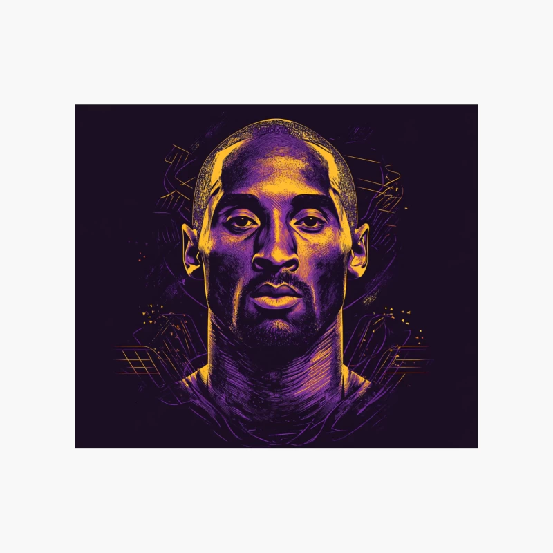 Artistic Portrait of Basketball Icon in Purple and Gold Cotton Tote Bag