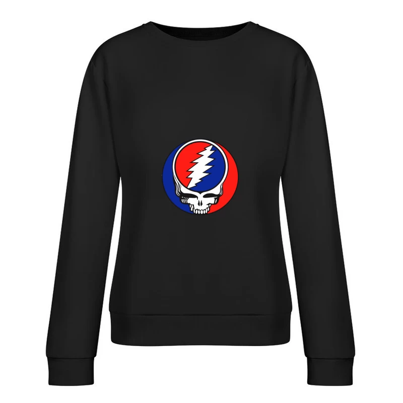 Grateful Dead Classic Skull and Lightning Bolt Logo Design Female Pullover Sweatshirt