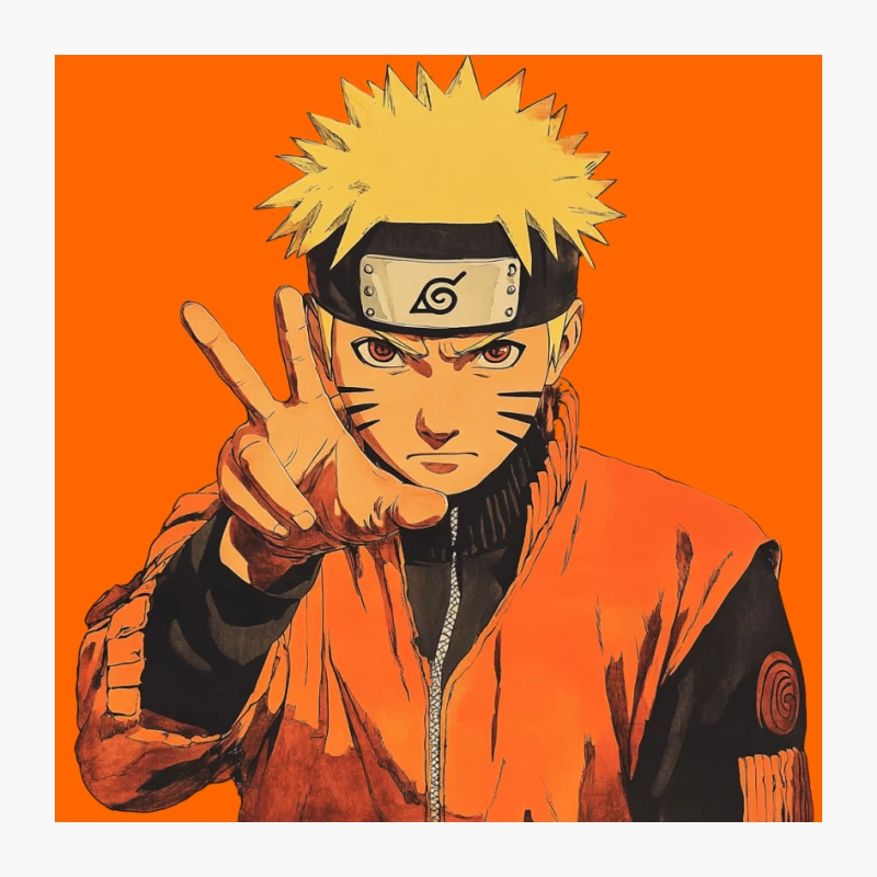 Iconic Anime Ninja with Orange Jacket and Hand Sign Pin