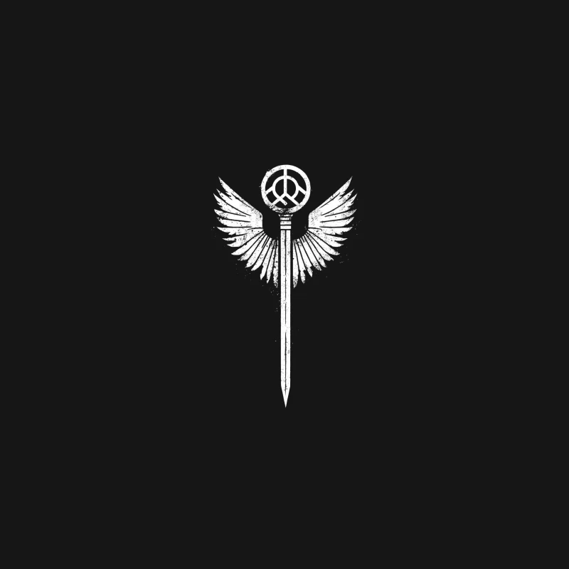 Winged Peace Sword: Angelic Minimalist Sketch Desk Mat