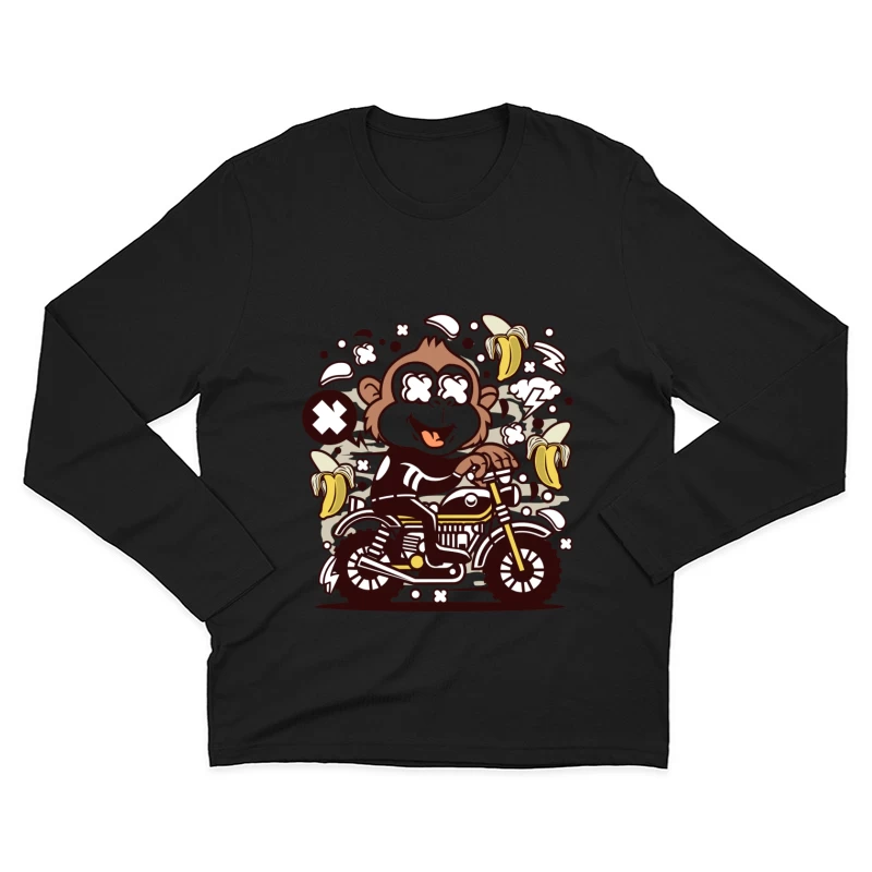 Singe Motard Exalté Homme Manches Longues T-Shirt