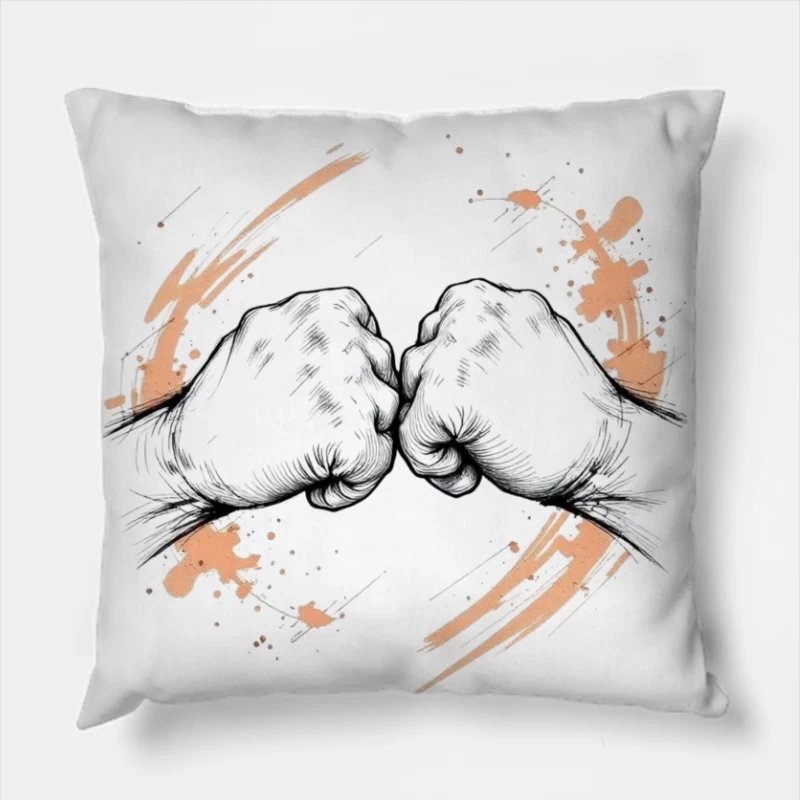 Fist Bump: A Symbolic Gesture of Unity and Solidarity Throw Pillow