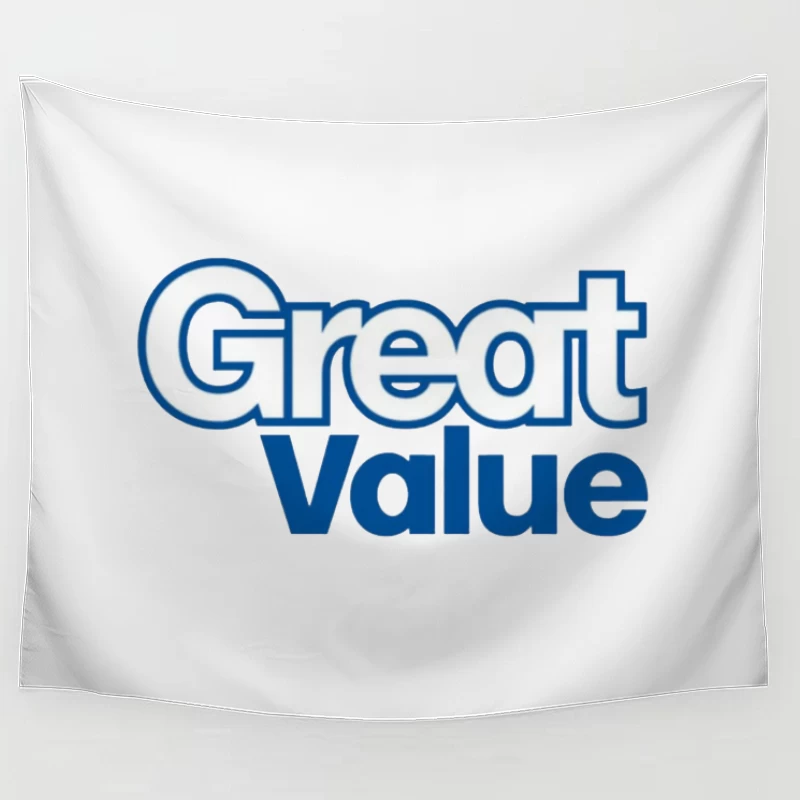 Great Value Walmart Store Brand Logo in Blue Text Tapestry