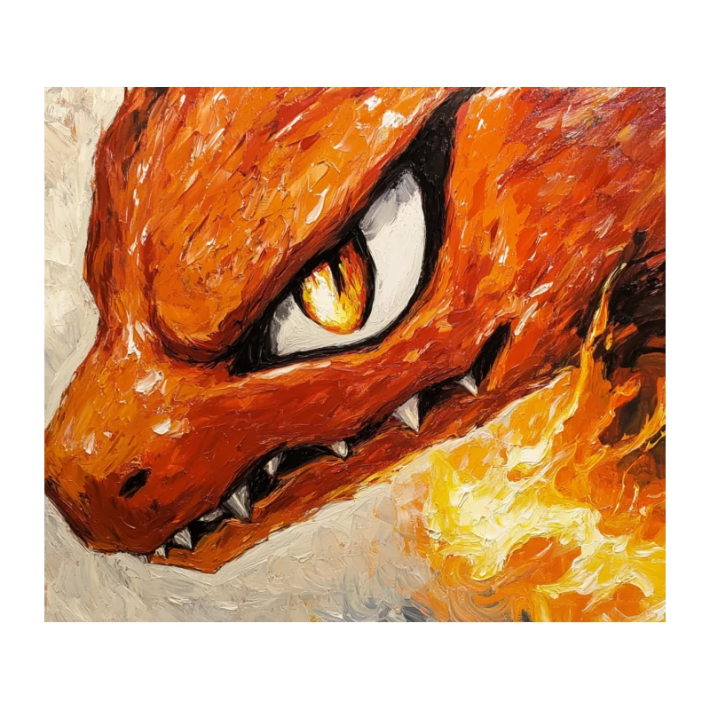 Fierce Dragon's Fiery Gaze: Fantasy Creature Painting Tapestry