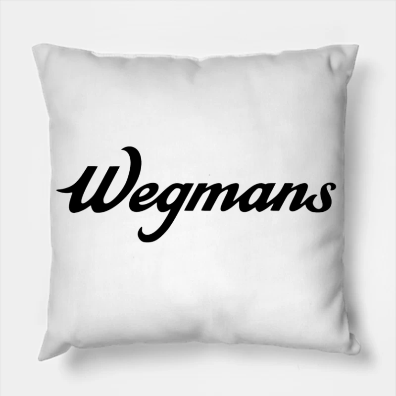 Wegmans Supermarket Chain Logo in Black Script Font Throw Pillow