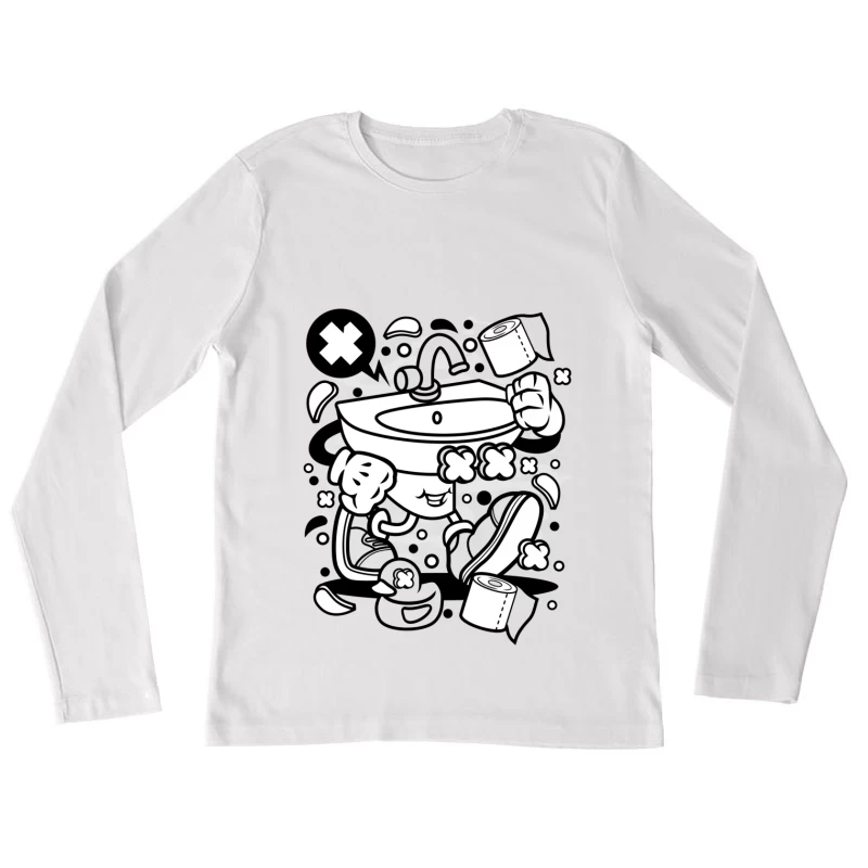 Évier animé avec rouleaux de papier toilette Femme Manches Longues T-Shirt