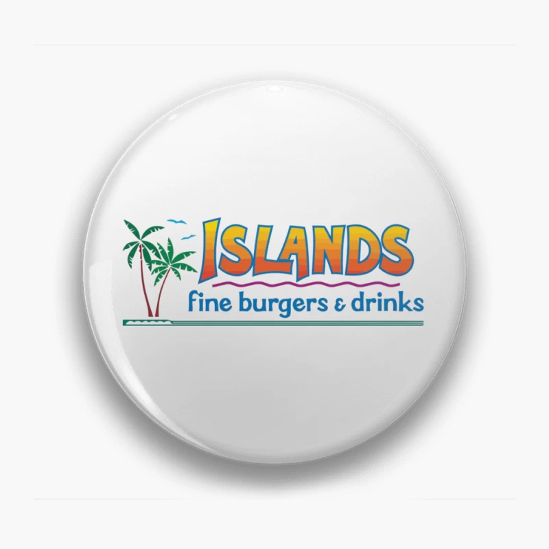 Islands Restaurant Tropical-Themed Burger & Drinks Logo Pin