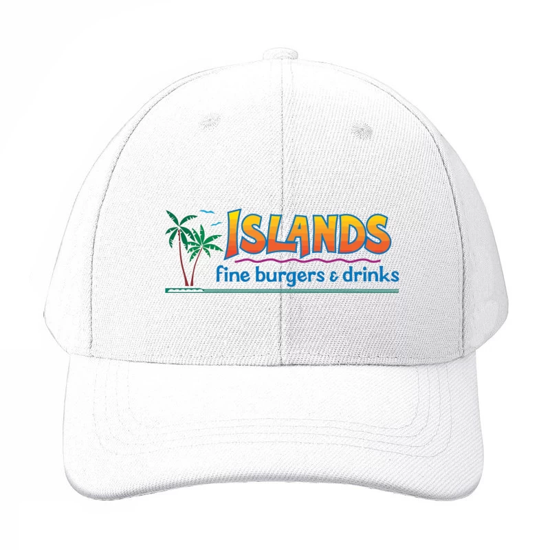 Islands Restaurant Tropical-Themed Burger & Drinks Logo Baseball Cap