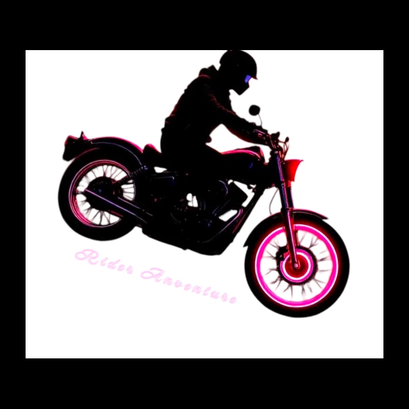 Neon-Glowing Vintage Motorcycle Rider Silhouette Tapestry