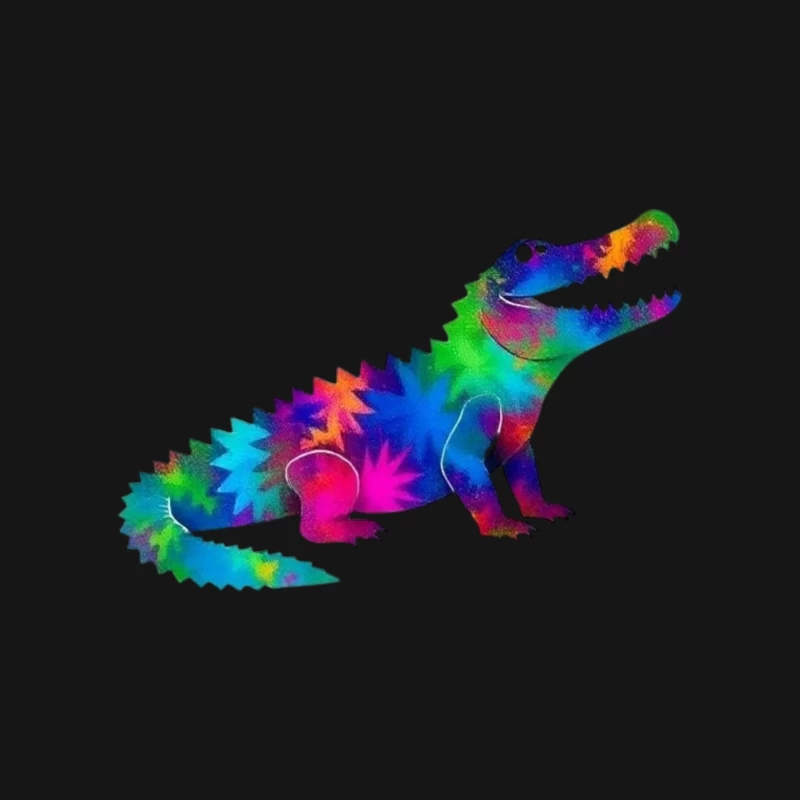 Rainbow Tie-Dye Dinosaur Digital Art Mouse Pad