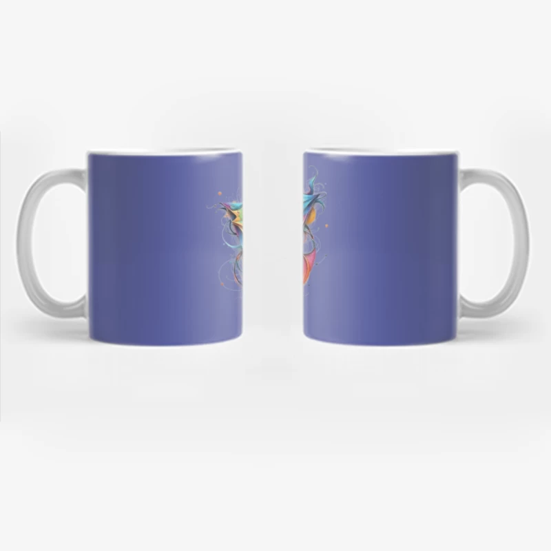 Vibrant Abstract Watercolor Letter V Design Coffee Mug