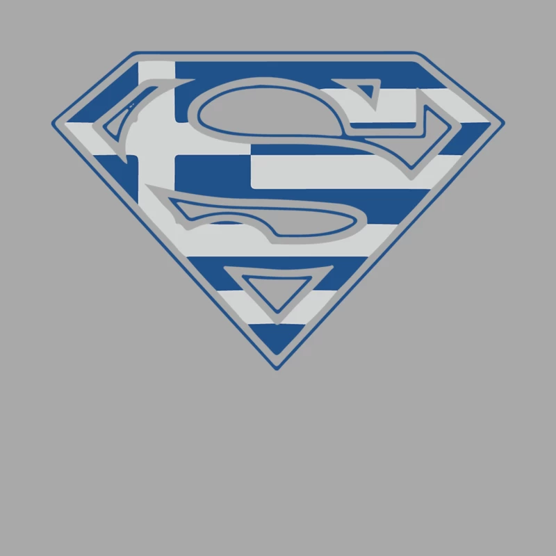 Stylized Superman Logo: Blue and White Superhero Emblem Male Pullover Hoodie