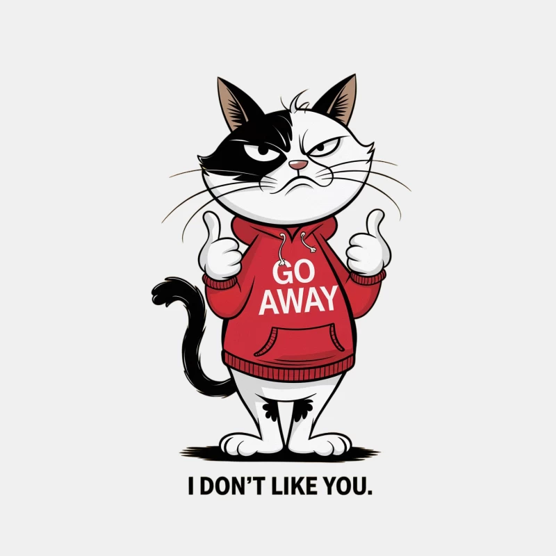 Grumpy Cartoon Cat in "Go Away" Hoodie Male Tank Top