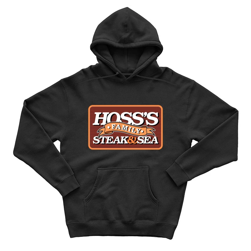 Hoss's Family Steak & Sea Restaurant Vintage Logo Design Male Pullover Hoodie