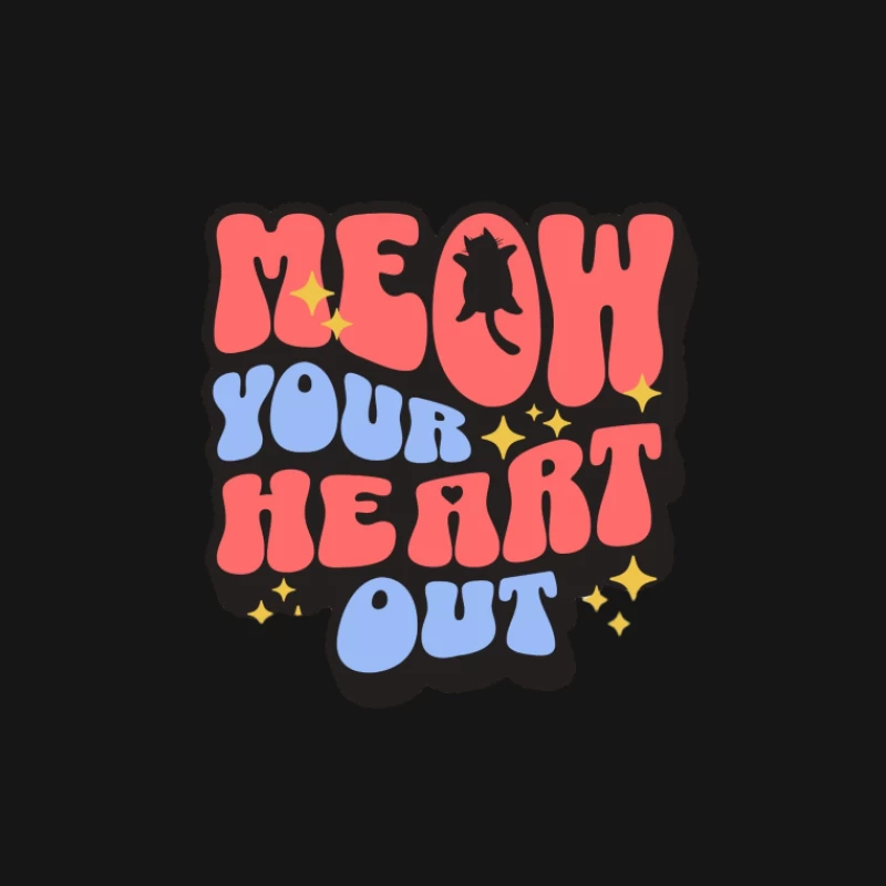 Meow-Motiv mit Herzen Damen T-Shirt