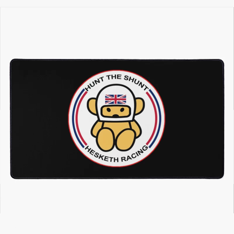 Hesketh Racing "Hunt the Shunt" Retro Motorsport Logo with British Bear Mascot Desk Mat