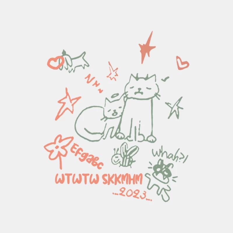 Skizze von Katzen mit Sternen und Herzen Herren Tanktops