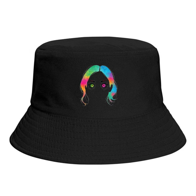 Artistic Rainbow Portrait with Heterochromatic Eyes Bucket Hat