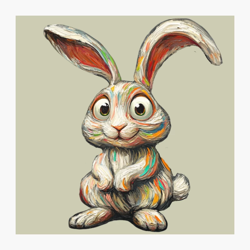 Whimsical Colorful Cartoon Rabbit Illustration Pin