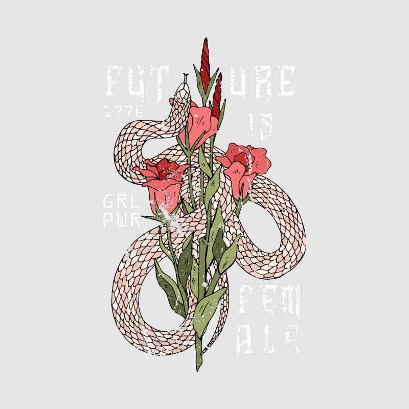 L'avenir est féminin avec serpent et fleurs Homme Sweat à capuche