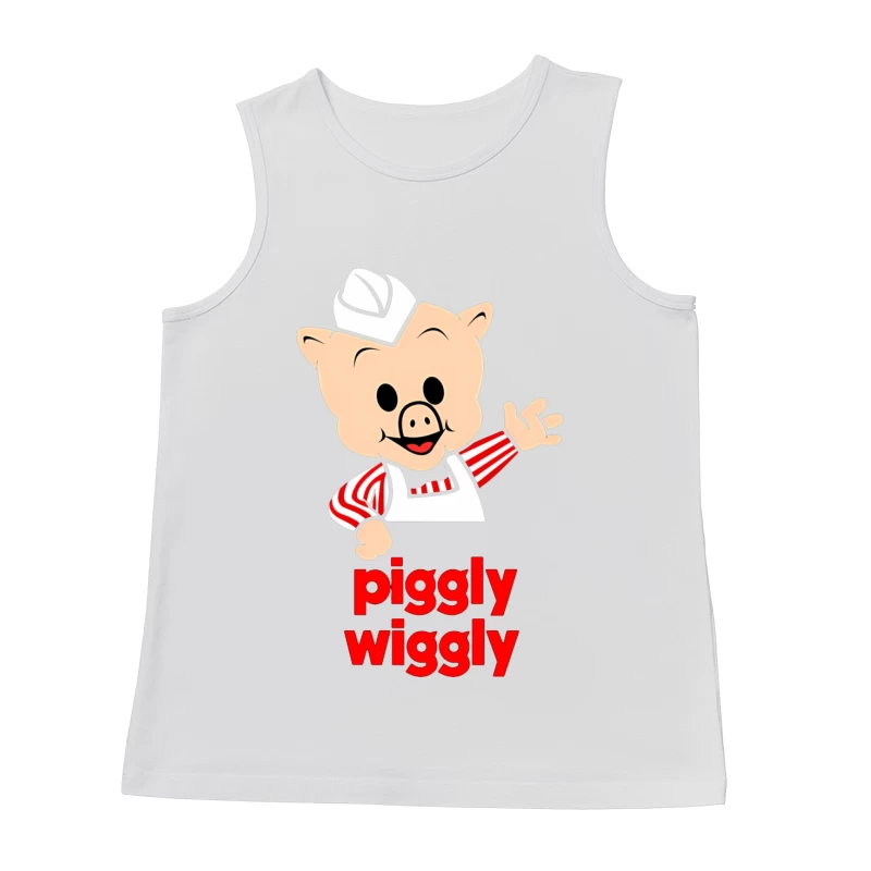 Piggly Wiggly Grocery Store Cartoon Pig Mascot Logo Male Tank Top