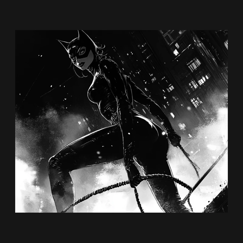 Catwoman: Feline Vigilante in Gotham's Noir Nightscape Mouse Pad