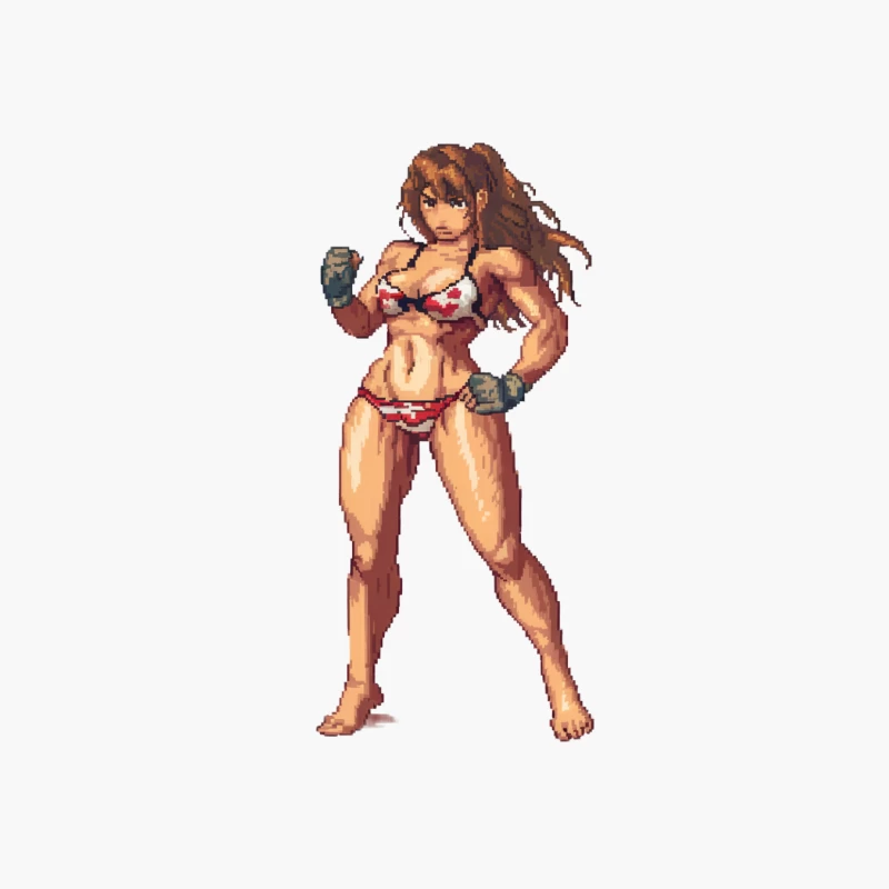 Pixel Art Fighting Game Character: Muscular Woman in Bikini Cotton Tote Bag
