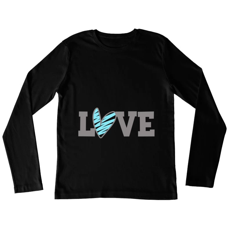 Design moderne avec cœur bleu et texte Femme Manches Longues T-Shirt