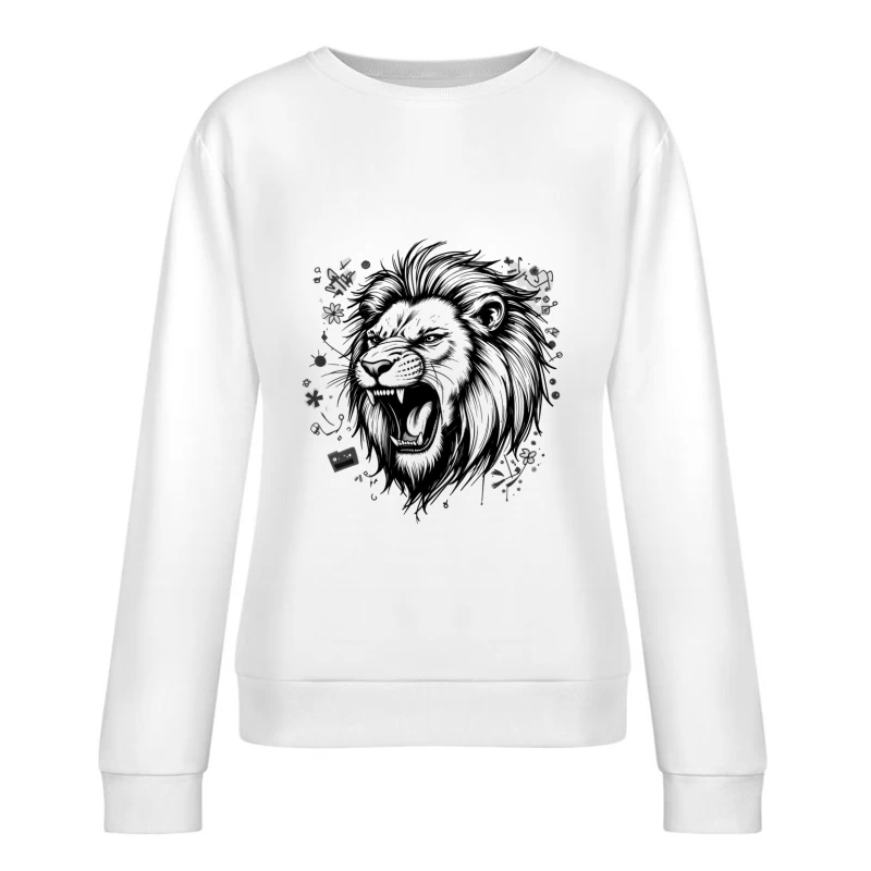 Roaring Lion Illustration Female Pullover Sweatshirt