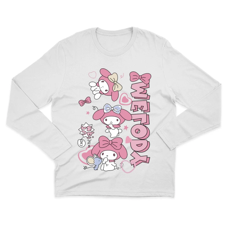 Niedliches rosa Häschen mit Schleifen Herren Langarm T-Shirt