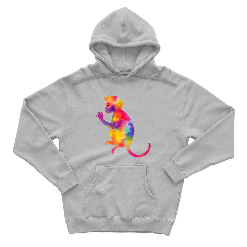 Rainbow Gradient Monkey Art Male Pullover Hoodie