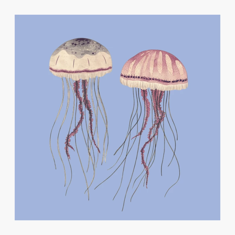 Pastel Jellyfish Watercolor Illustration: Marine Life Nature Art Pin