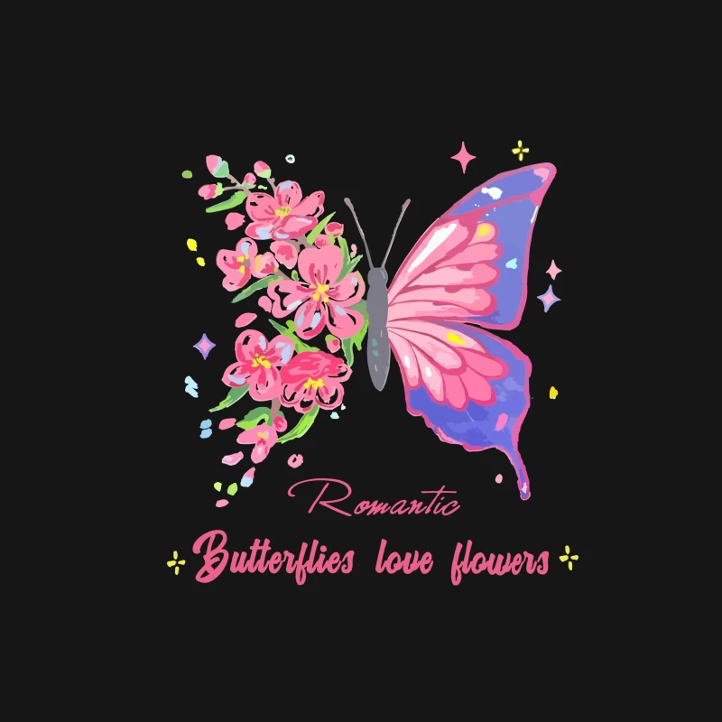 Romantische Schmetterlinge und Blumen Herren T-Shirt