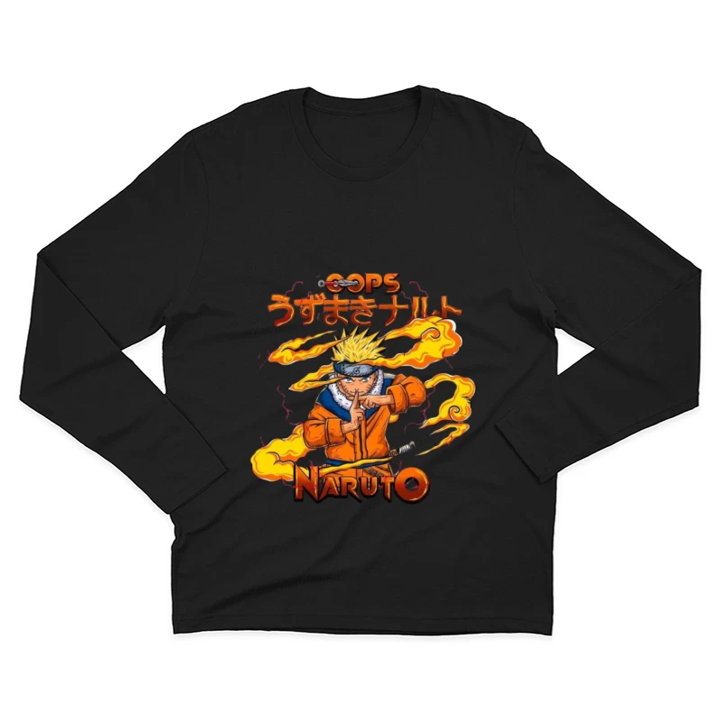 Naruto Anime Charakter mit Flammen Herren Langarm T-Shirt