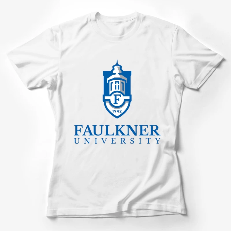 Faulkner University Logo - Educational Shield with Church Spire Design from 1942 Female T-Shirt