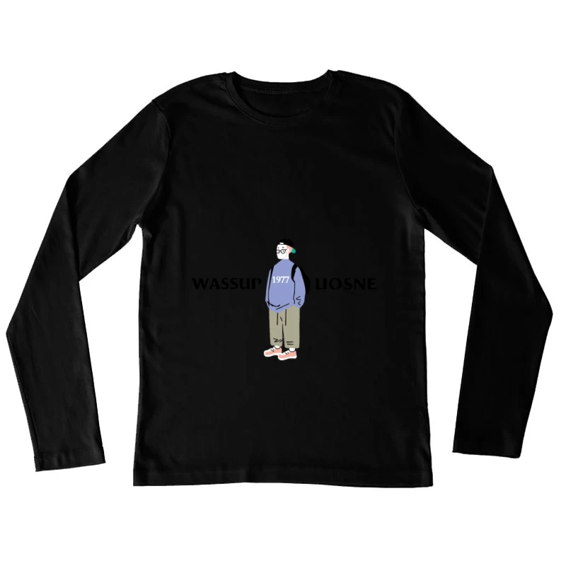 Modischer junger Mann mit Rucksack und Mütze Damen Langarm T-Shirt