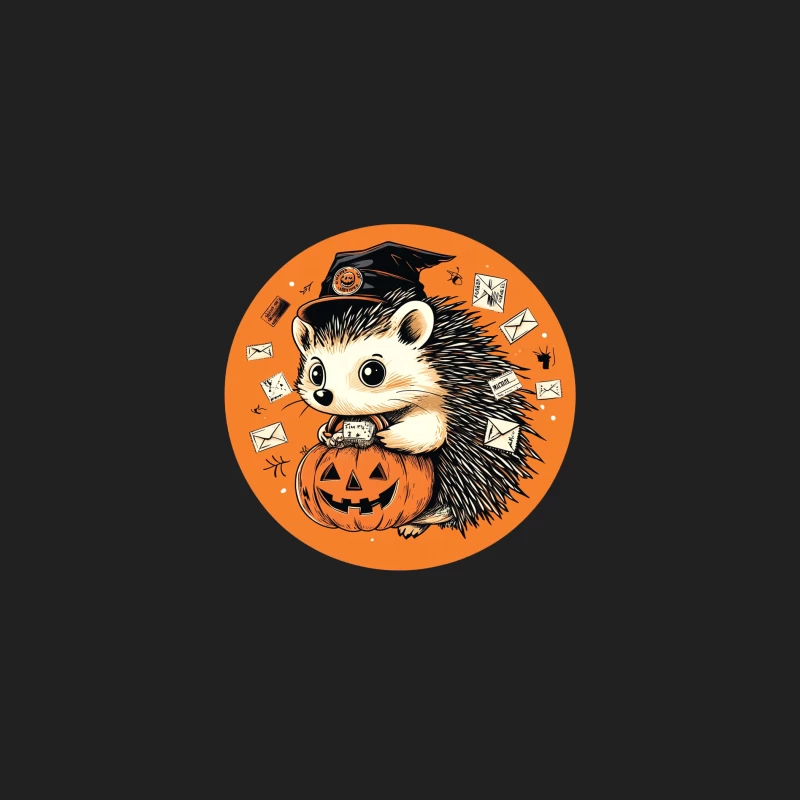 Cute Halloween Hedgehog Graduate with Pumpkin and Envelopes Bucket Hat