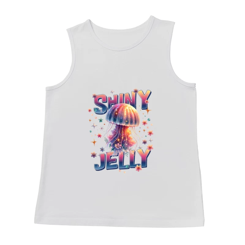 Shiny Jelly: Whimsical Watercolor Jellyfish Typography Art Male Tank Top